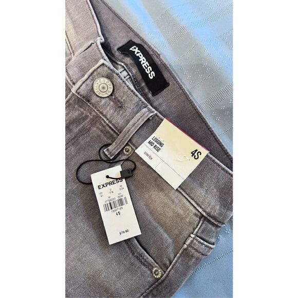 EXPRESS ANKLE JEAN LEGGINGS MID RISE SKINNY GRAY SZ 4 NEW ($79) - Picture 4 of 13